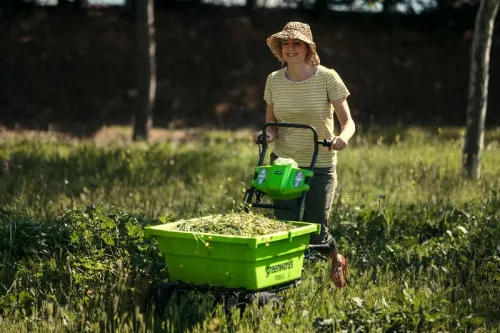 Тележка садовая самоходная Greenworks G40GC 40V 7400007 (106 л) аккумуляторная — детальное фото