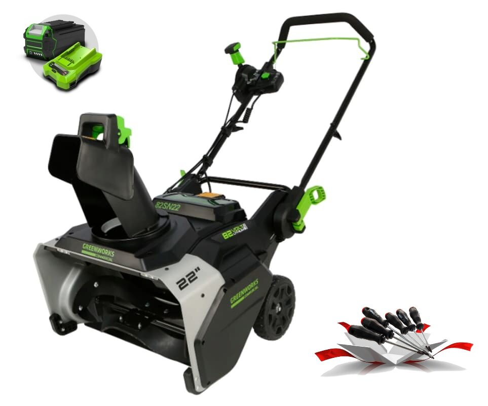 Снегоуборщик Greenworks 82SN22 82V (56 см) 2603307 бесщеточный аккумуляторный — детальное фото