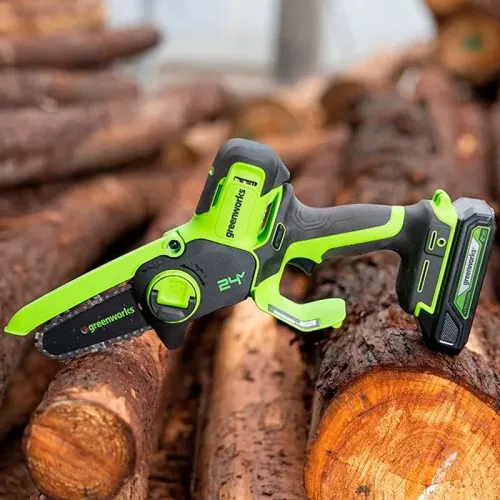 Цепная мини-пила Greenworks G24MCS10 24V 2008207 (10 см) аккумуляторная — детальное фото
