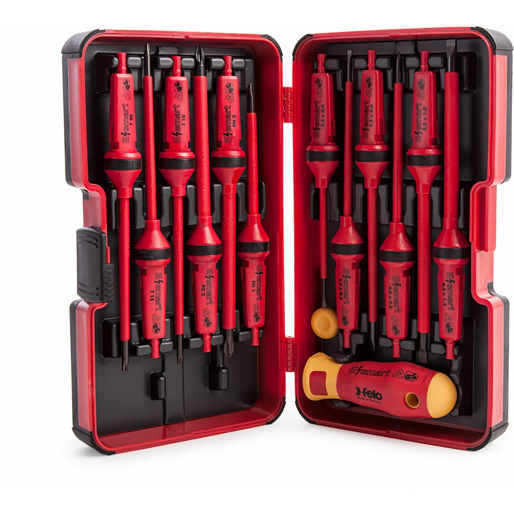 Диэлектрическая отвертка Smart с набором насадок 12 шт в кейсе Felo 06391306 — детальное фото